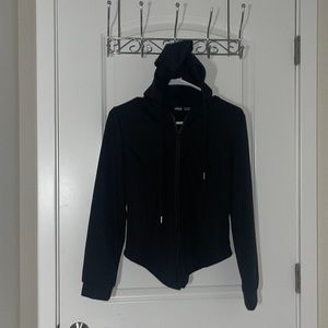 black zip up hoodie